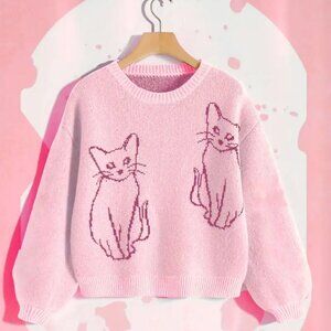 Cat Outline Pink Sweater